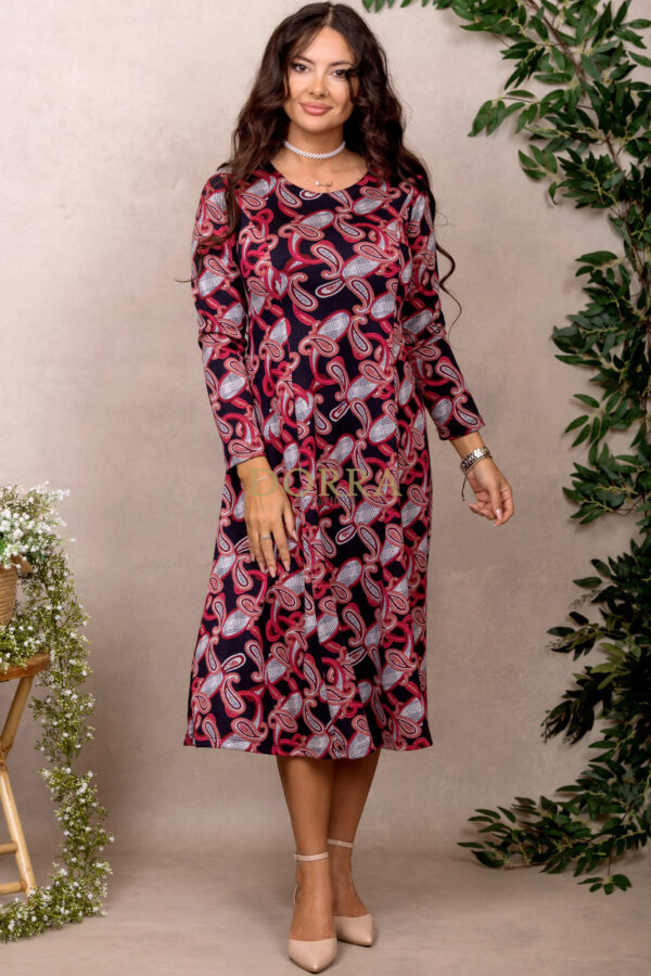 Rochie midi Universe din jerse de bumbac cu imprimeu paisley