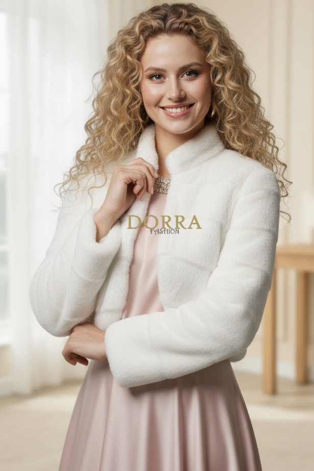 Bolero de ocazie Nikita din blană ecologică albă - imagine 5