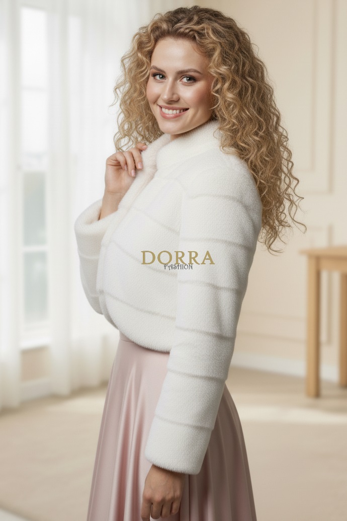 Bolero de ocazie Nikita din blană ecologică albă - imagine 6