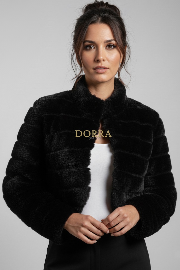 Bolero de ocazie Nikita din blană ecologică neagră - detaliu
