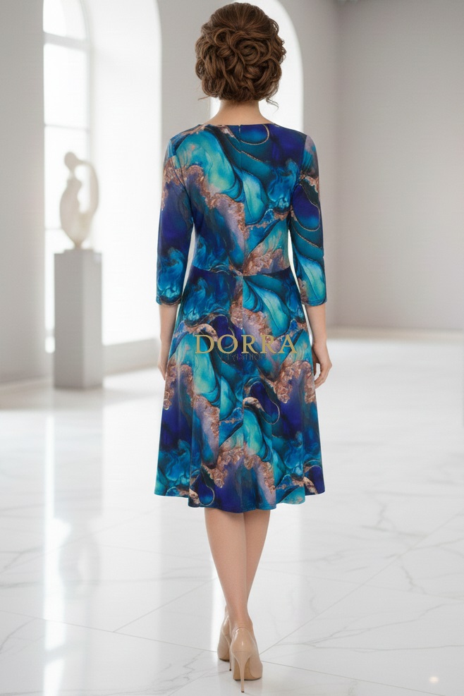 Rochie midi Gisele din jerse albastru-indigo - imagine 4