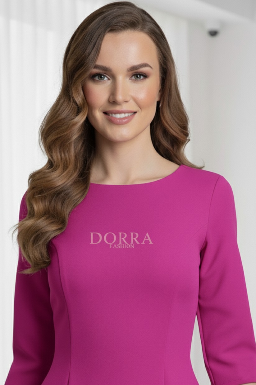 Rochie de zi Kristina din jerse elastic ciclamen - detaliu