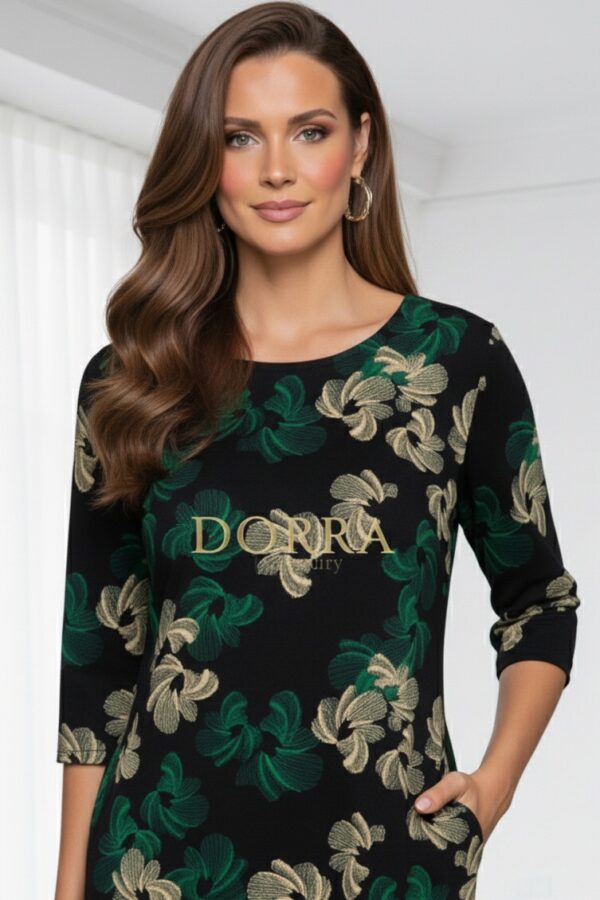 Rochie de zi Palloma din jerse cu imprimeu verde - imagine 2