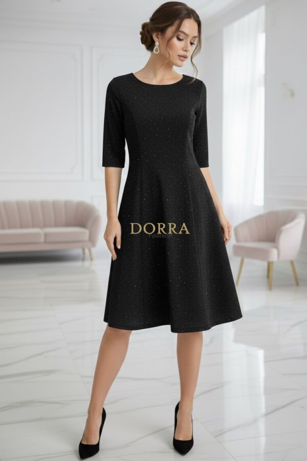 Rochie de ocazie Willa din lurex negru cu croială clos - spate