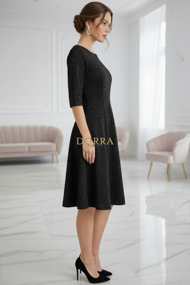 Rochie de ocazie Willa din lurex negru cu croială clos